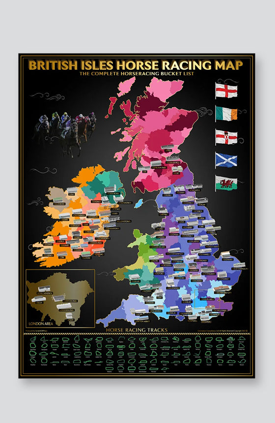 British Isles Scratch off Horse Racing Map