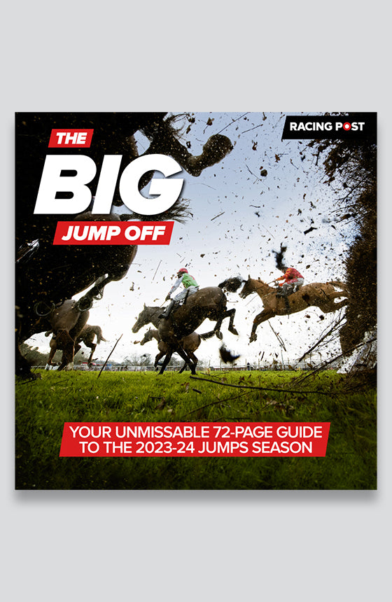 The Big Jump Off front cover with horses during a race jumping